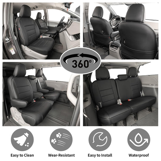 EKR Enclave seat covers - Custom fit for Buick Enclave 2025-2026 models, 7 seats, faux leather black