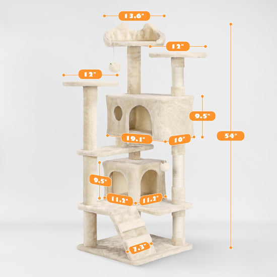 Yaheetech cat tree tower with scratch post for kittens and small pets.