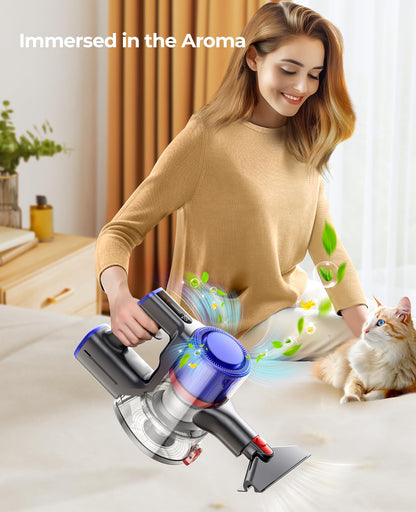 Fieety cordless vacuum cleaner - 45Kpa suction power with wall mount charging and scented card