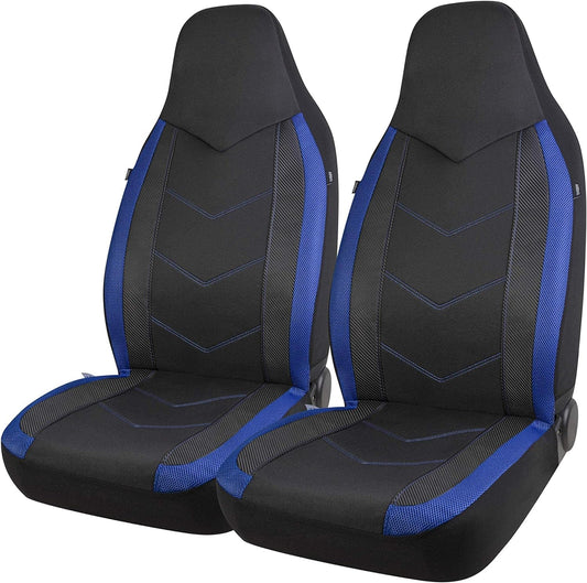 PIC AUTO vehicle seat cover — Sports carbon fiber mesh design, universal fit, blue