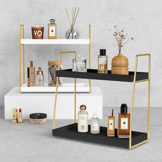 Forbena 2 tier shelf — countertop organizer for bathroom and kitchen storage