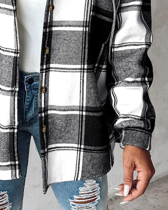 Chicme coat — Lightweight plaid shacket with fleece lining and hood