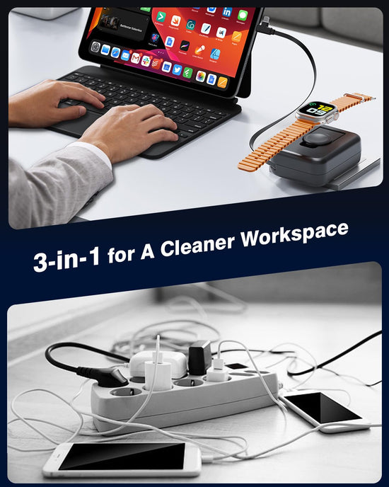 Charging adapter — 3 in 1 retractable design with 36W fast charging block and cables