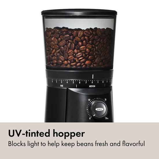 OXO Brew electric food mill grinder — conical burr design