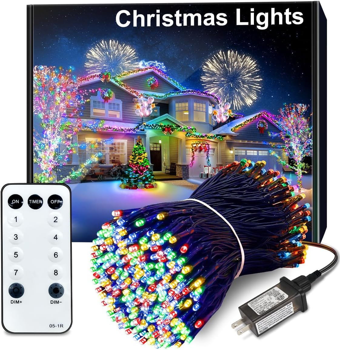 Acan string lights — 100FT warm white LED outdoor lights with 8 modes