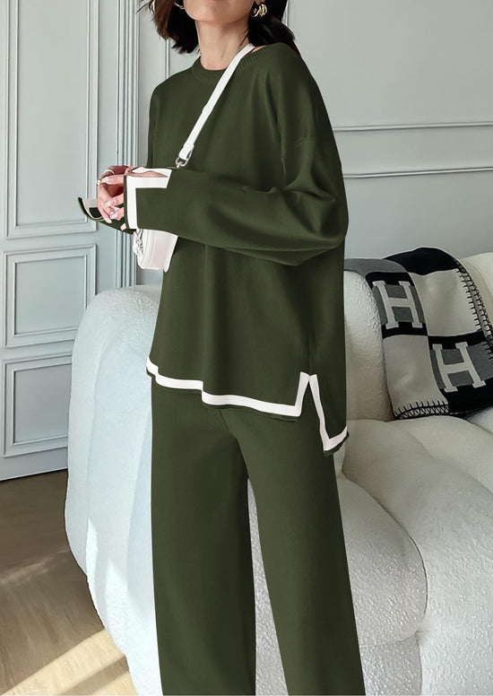 PRETTYGARDEN coordinated outfit — women's fall knit sweater set with wide leg pants