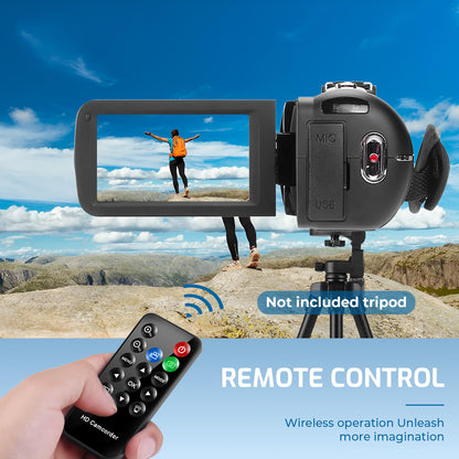 Camcorder Video Camera 4K 80MP Ultra HD Vlogging Camera for YouTube 18X Digital Zoom IR Night Vision 3.0" IPS Screen Video Recorder With Handheld Stabilizer, Microphone, 32G SD Card and Remote Control