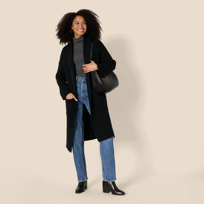 Sweater — Oversized-fit cotton blend cardigan with heavyweight texture stitch