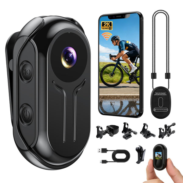 eovas 2K Mini Body Camera with 0.85" Screen,Thumb Size Small POV Camera with WiFi,Tiny Wearable Action Camera Magnetic Camcorder for Vlogging Work Cycling Motorcycle Pet Travel