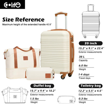 Coolife luggage set — Hardside carry on suitcase with TSA lock and spinner wheels