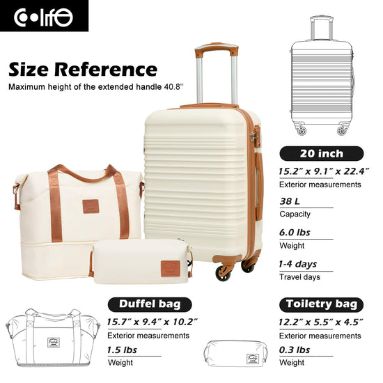 Coolife luggage set — Hardside carry on suitcase with TSA lock and spinner wheels