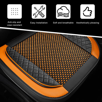 ZNDAW vehicle seat cover — leather front bottom cushion with storage pocket and anti-slip
