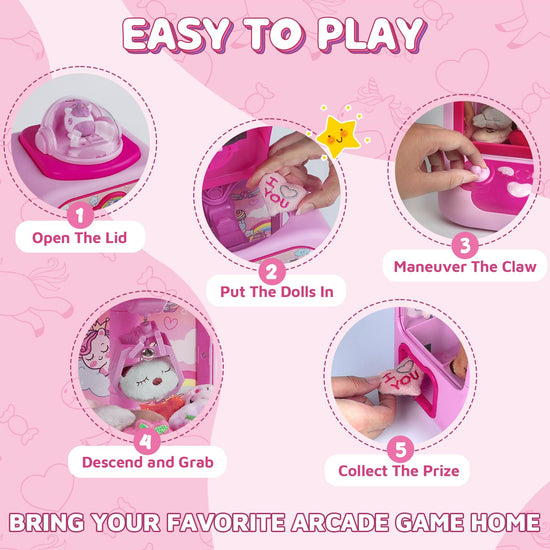Marlrin claw machine with sound and 20 mini plush toys for kids