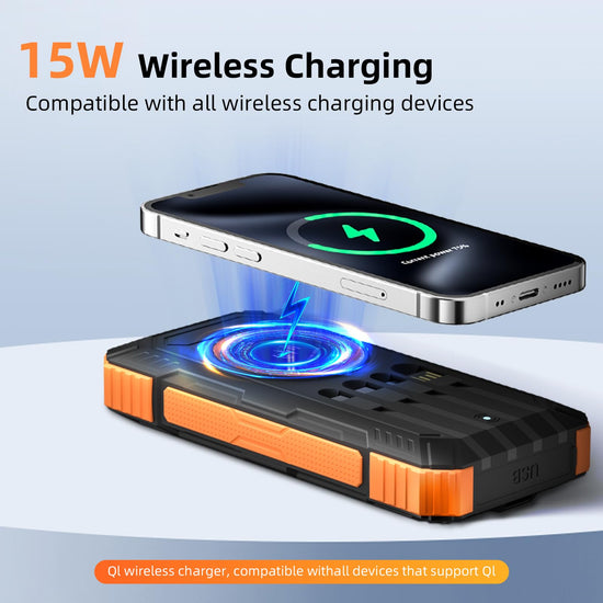 YOLOSKS Solar Charger Power Bank 49800mAh Wireless Portable Phone Charger, 22.5W QC3.0 Fast Charging Built in 4 Cables with USB C 6 Outputs & 2 Inputs for All Cell Phone