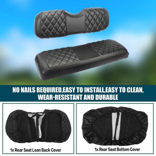 NOKINS Golf cart seat cover — No staples required with black stitching