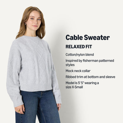 Amazon Essentials relaxed-fit cable crewneck sweater