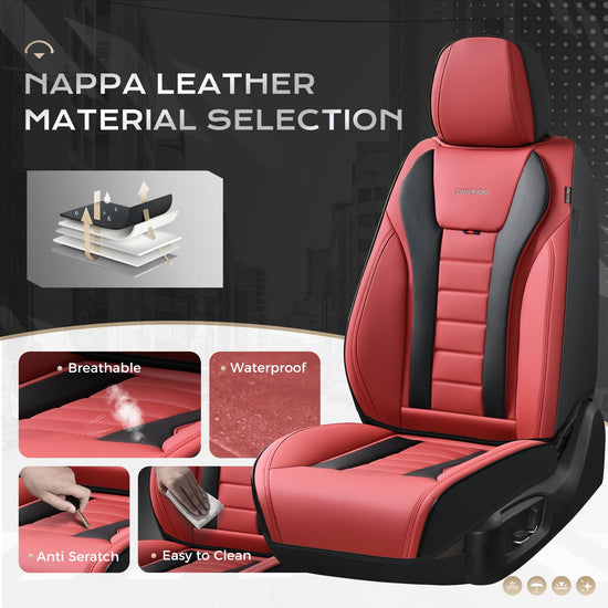 Coverado car seat covers — waterproof leather full set for most cars