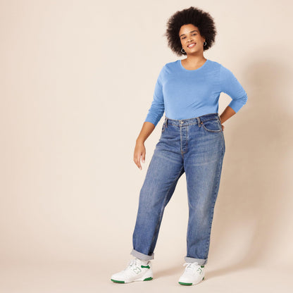 Shirt — Regular-fit long-sleeve crewneck in plus sizes by Amazon Essentials