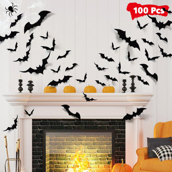 LUDILO bats wall decals — 3D PVC Halloween decorations for indoor and outdoor use