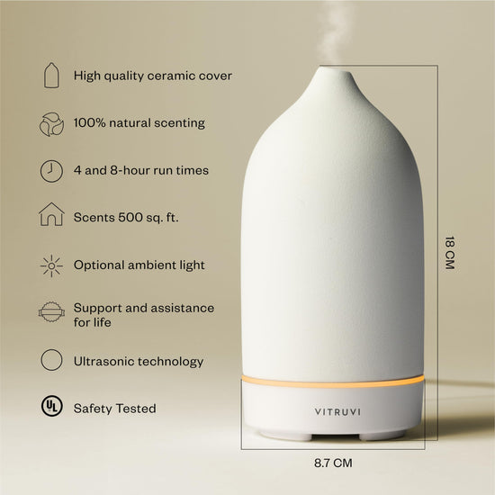 Vitruvi stone diffuser — ceramic ultrasonic essential oil diffuser for aromatherapy