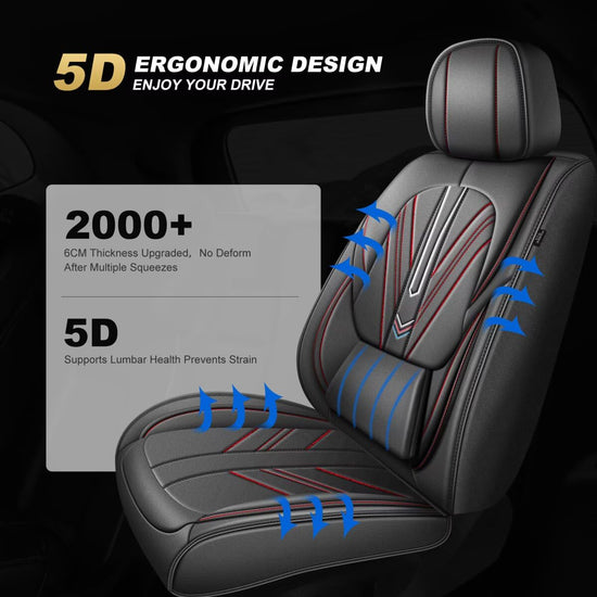 AOMSAZTO leather seat covers - Fit for Kia Optima 2002-2020, black and redline design