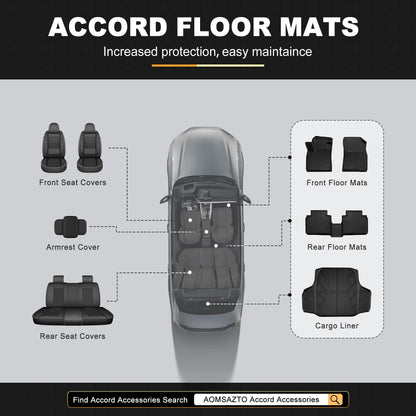 AOMSAZTO Floor Mats & Trunk Mat Fit for Honda Accord 2026 2025 2024 2023 (Gasoline & Hybrid), All Weather TPE Floor Liners with Cargo Mat, Waterproof Non-Slip Car Mats, Black