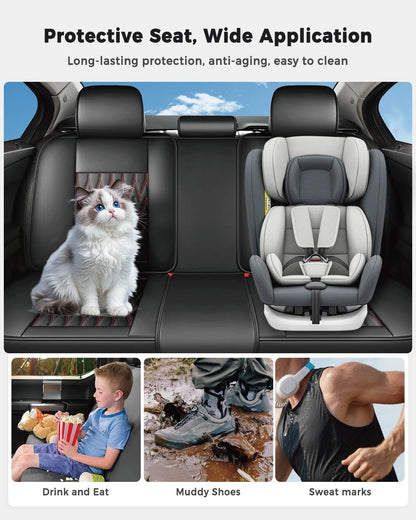 Vehicle seat cover — Waterproof faux leather with cup holder access and easy install