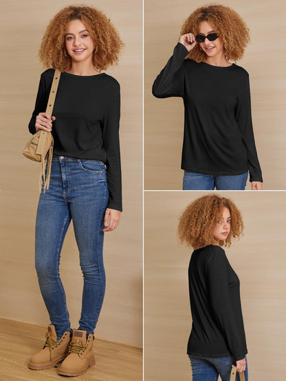 Shirt — Long sleeve basic tee for women and teen girls by ATHMILE