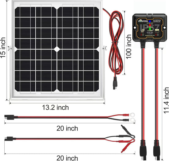 SOLPERK Solar Panel Kit 20W 12V, Waterproof Solar Battery Trickle Charger Maintainer + Smart MPPT Controller + Adjustable Mount Bracket for Boat Car RV Motorcycle Marine Automotive