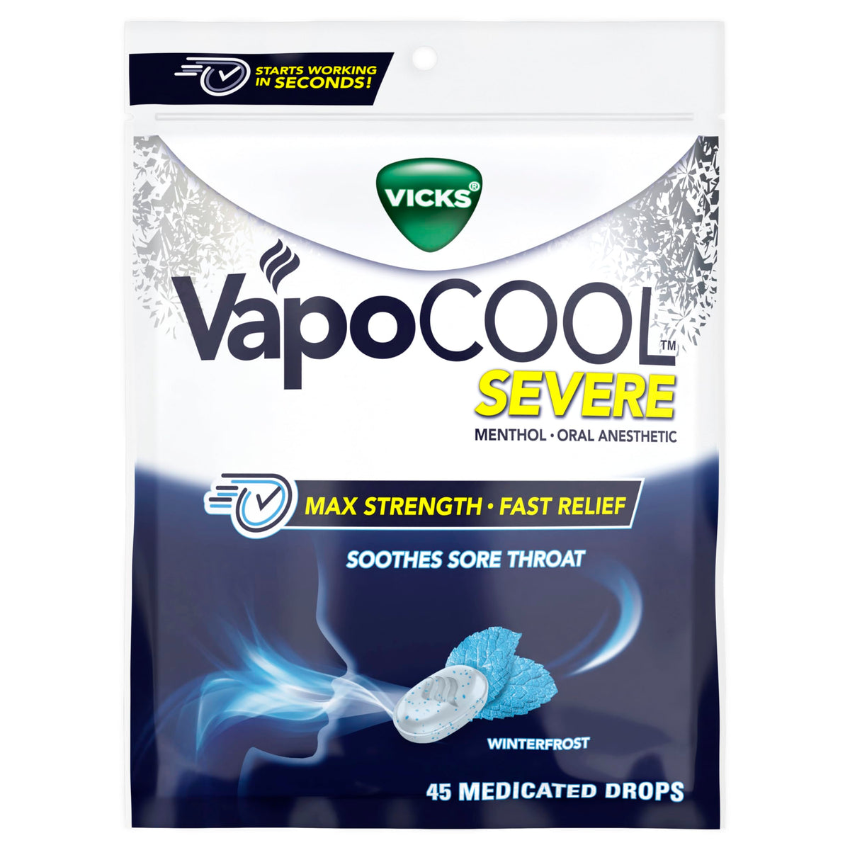 Vicks VapoCool sore throat drops — max strength menthol for sore throat pain relief