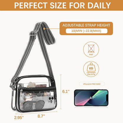BOSTANTEN clear bag - stadium approved crossbody handbag for events and concerts