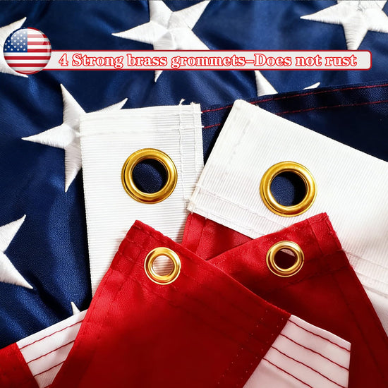 American Flag 2X3 Ft, Multipurpose Heavy Duty US Flag, 4 Brass Grommets, Handmade Embroidered Stars & Sewn Stripes, UV Resistant Outdoor Flag, Indoor Wall Hanging for Bedroom, Patio, Porch