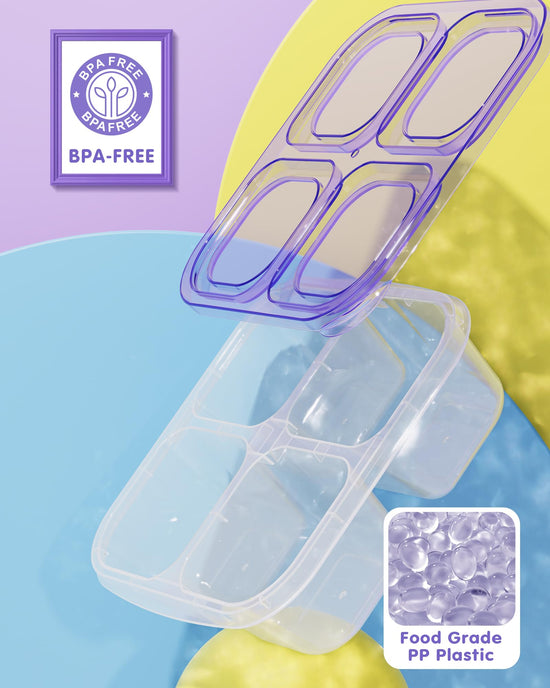 Food storage container — 5 pack divided design in 5 colors for snacks and meals