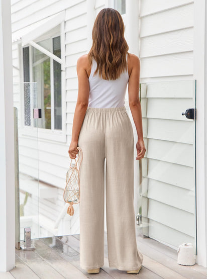 LILLUSORY women's linen palazzo pants — flowy wide leg with pockets
