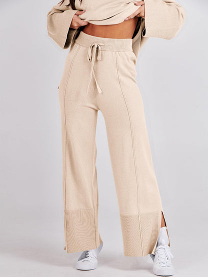 Coordinated outfit — Oversized knit sweater and wide leg pant set by ANRABESS