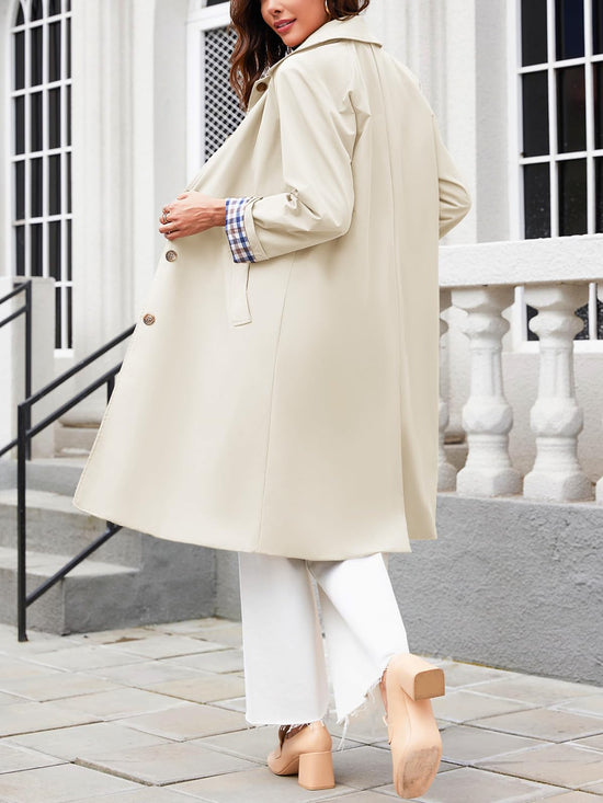 Tankaneo women's long trench coat - oversized windproof overcoat