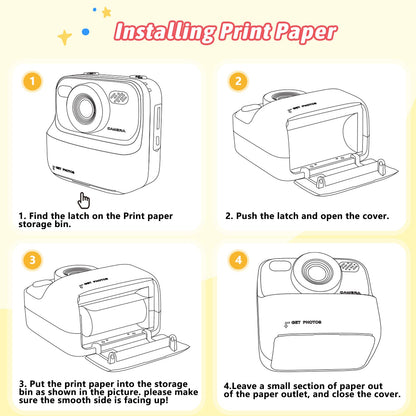 Digital camera — 1080P HD dual-lens with print paper and 32G card for kids ages 3-16 years old