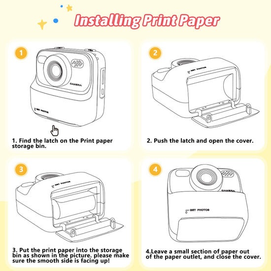 Digital camera — 1080P HD dual-lens with print paper and 32G card for kids ages 3-16 years old