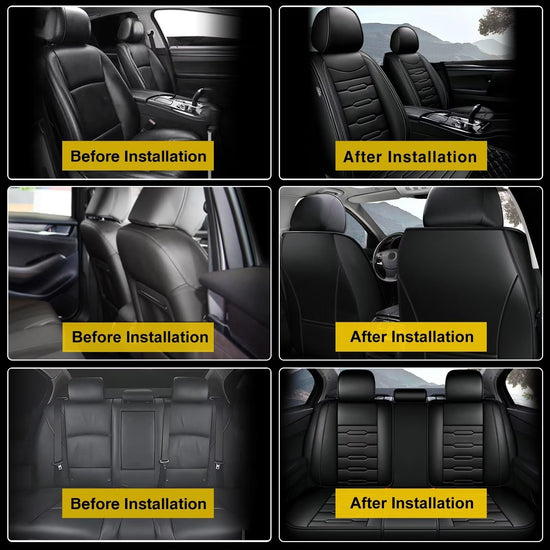 AOMSAZTO vehicle seat cover — waterproof black faux leather with airbag compatibility
