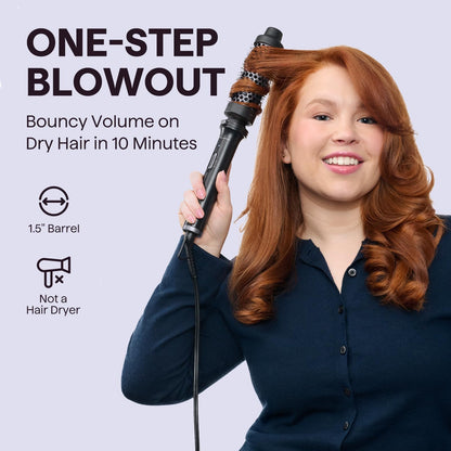 Wavytalk thermal brush — 1 1/2 inch heated round brush with detachable head and pouch