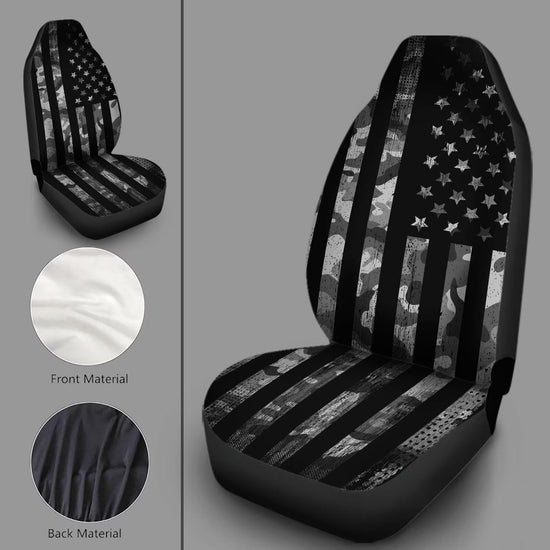 gearider vehicle seat cover - black camouflage with USA flag print, waterproof design