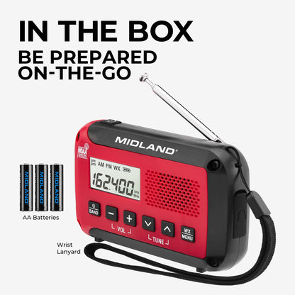Midland radio — emergency crank with NOAA weather scan and alert system