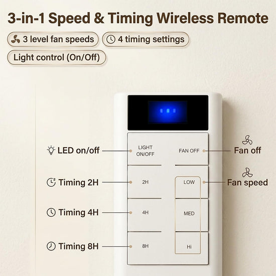 XiurtaRow Ceiling Fan Remote Control Kit, Dual Control Wall Switch & Handheld Remote with Receiver, 3-Speed Light Dimmer Timer, Universal Replacement for Harbor Breeze Hampton Bay AC Motor Fans