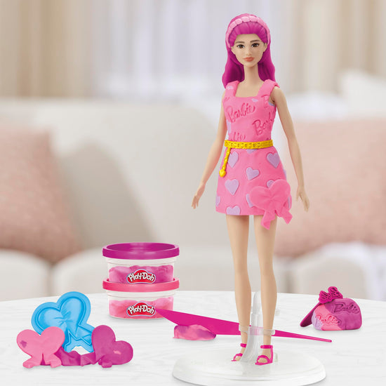 Play-Doh Barbie hearts and hair set - create doll clothes with modeling compound and accessories