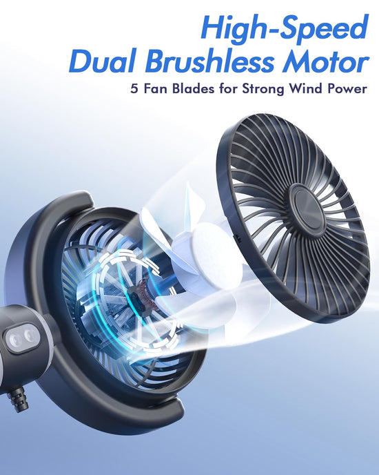 Electric fan — Hayousui USB car cooling fan with dual heads and 360° rotation