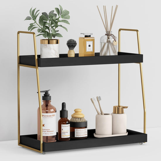 Forbena 2 tier shelf — countertop organizer for bathroom and kitchen storage