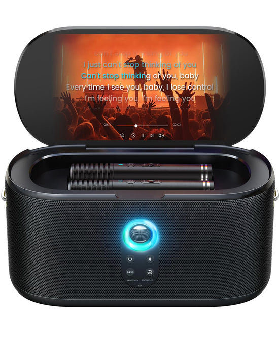 Ikarao karaoke machine — portable with lyrics display and wireless microphones