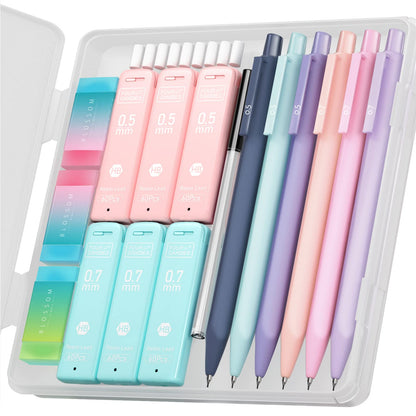 Writing instrument — Cute mechanical pencil set with pastel colors and accessories