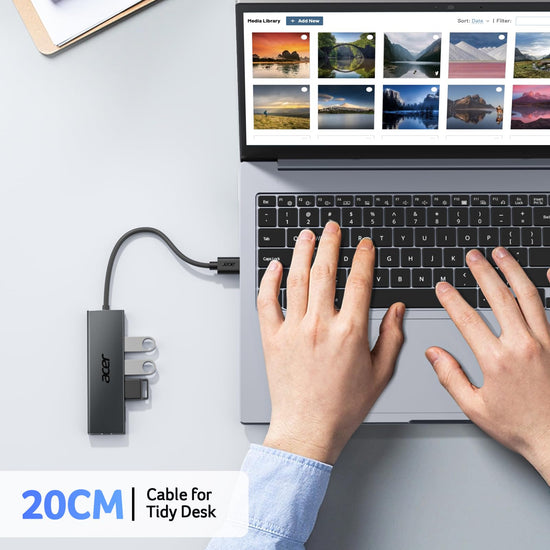 Acer multiport hub — 4 ports with USB 3.0 and Type C power port