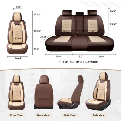 Coverado seat covers — luxury waterproof faux leather for most vehicles in coffee and beige